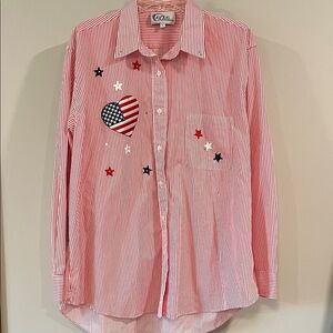 LasOlas - vintage, L, Americana top, flag, stars, stripes